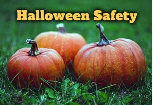 Halloween Safety, Pumpkins sitting on the ground