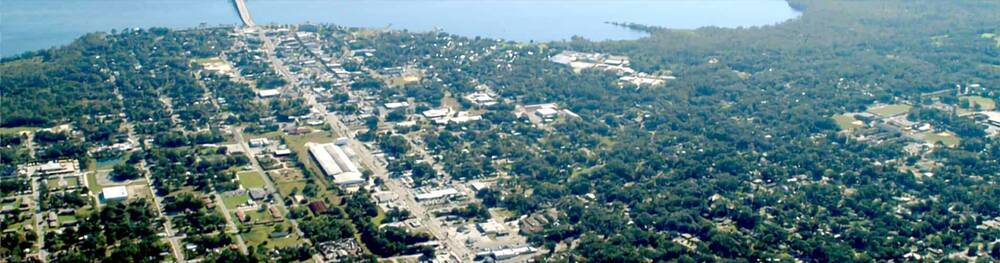 Aerial view of the city of Palatka.